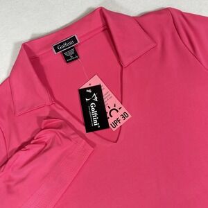 NWT Golftini‎ Women's Hot Pink Long Sleeve Lisa Golf Polo Shirt Large UPF 30